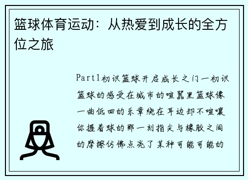 篮球体育运动：从热爱到成长的全方位之旅